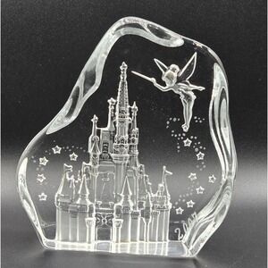 Disney Arribas Glass Paperweight Tinkerbell Tinker Bell Castle HTF